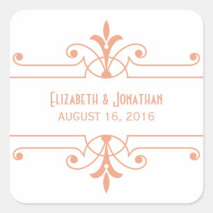 Orange v2 Fancy Ornamental Wedding Stickers