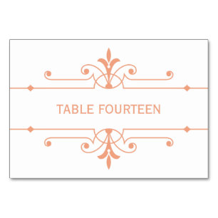 Orange v2 Fancy Ornamental Wedding Table Card