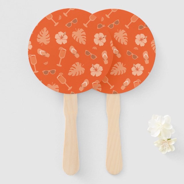Orange Vacation Hand Fan (Front and Back)