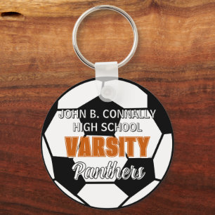 Orange Varsity Soccer Custom High School Key Ring