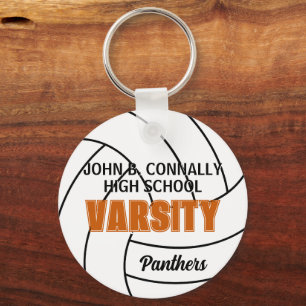 Orange Varsity Volleyball Custom High School Team Key Ring