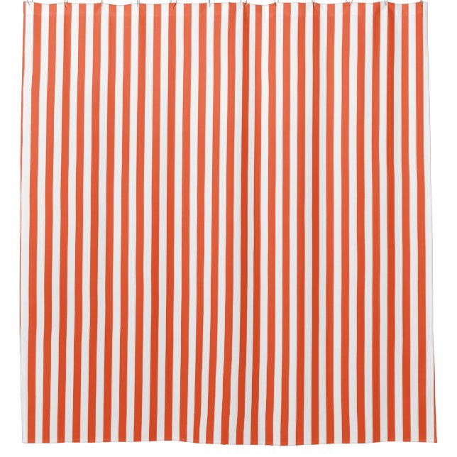 Orange Vertical Stripe Design Shower Curtain (Front)
