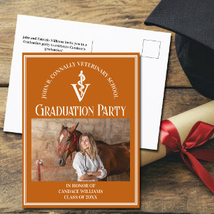 Orange Veterinary School Photo Graduation Party Invitation Postcard