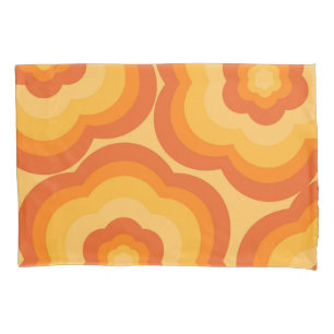 Orange Vibrant Y2K Wildflower Bold Retro Spring Pillowcase
