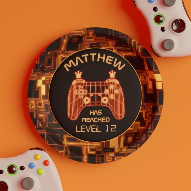 Orange Video Game Controller Paper Plate (Orange Video Game Controller Paper Plates)