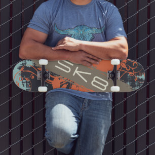 Orange vine with text SK8 Skateboard