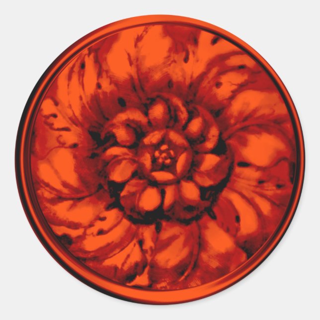 Orange  Vintage Baroque Embossed Look Seal (Front)