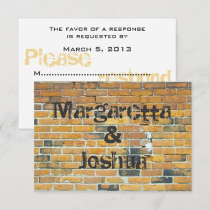 Orange Vintage Brick Wall Wedding Invitation RSVP