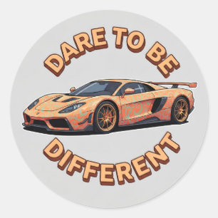 Orange Vintage Car Classic Round Sticker