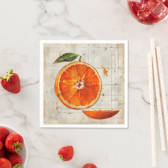 Orange Vintage Diagram Napkin (Insitu)