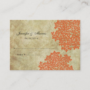 Orange Vintage Floral Seating Card