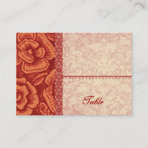 ORANGE Vintage Flowers Place Card Wedding V17