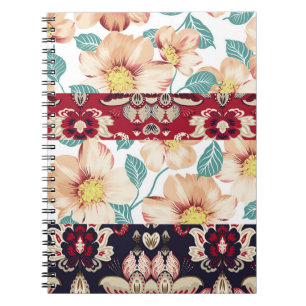 Orange vintage flowers with seamless paisley borde notebook
