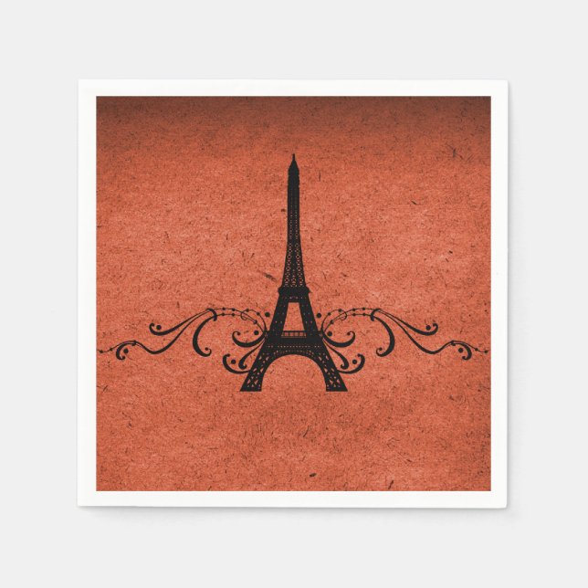 Orange Vintage French Flourish Napkin (Front)