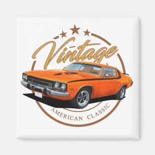 Orange Vintage Roadrunner Magnet