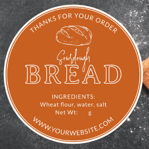 Orange Vintage Rustic Sourdough Bread Sticker