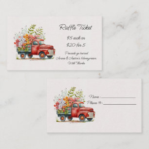 Orange Vintage Truck and Orange Hibiscus Raffle  Enclosure Card