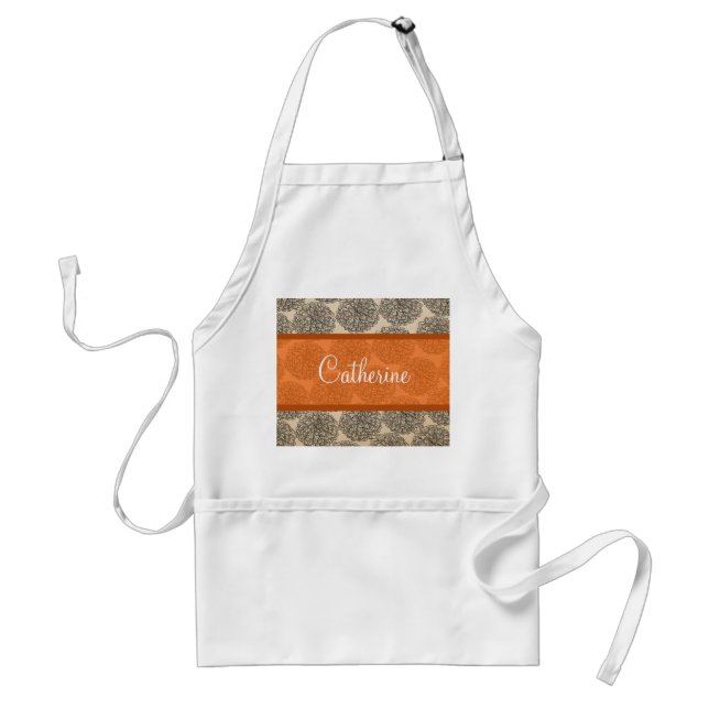 Orange Vintage Zinnia Apron (Front)