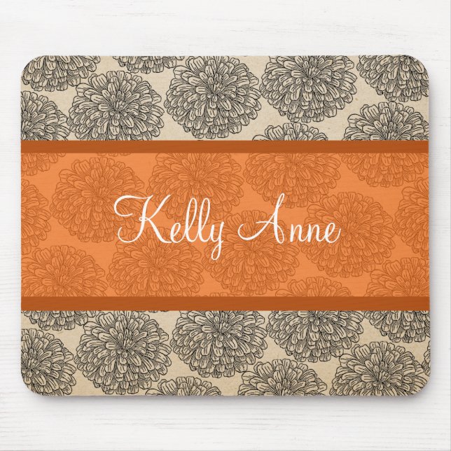 Orange Vintage Zinnia Mousepad (Front)