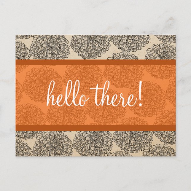 Orange Vintage Zinnia Postcard (Front)