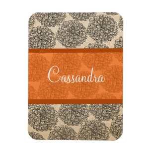 Orange Vintage Zinnia Premium Magnet