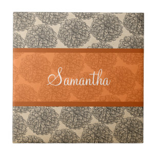 Orange Vintage Zinnia Tile