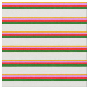 Orange, Violet, Red, Dark Green & White Coloured Fabric