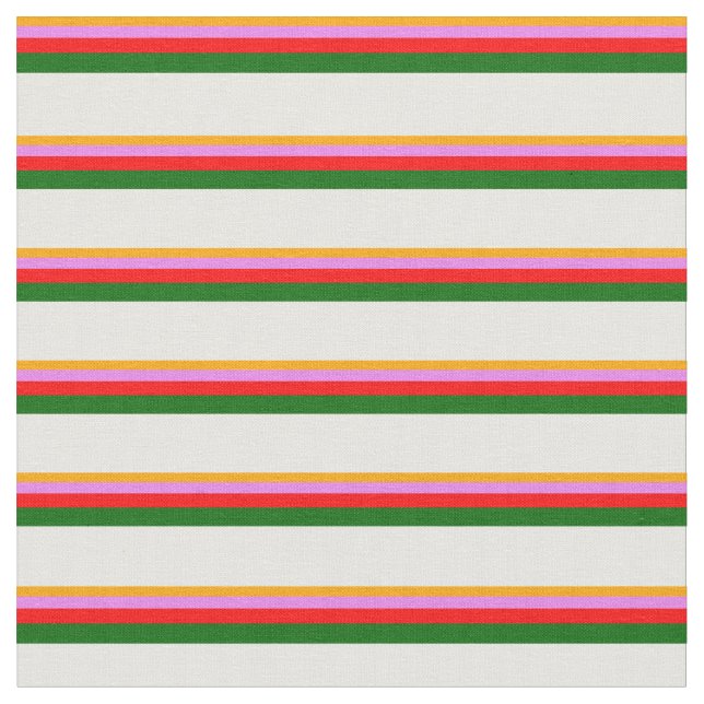 Orange, Violet, Red, Dark Green & White Coloured Fabric (Close Up)