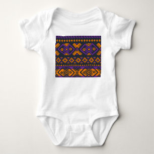 Orange, violet tribal geometric seamless pattern. baby bodysuit