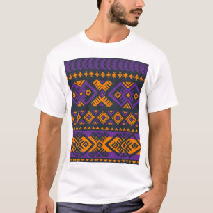 Orange, violet tribal geometric seamless pattern. T-Shirt