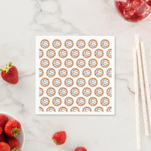 Orange Volleyball Paper Cocktail Party Napkin