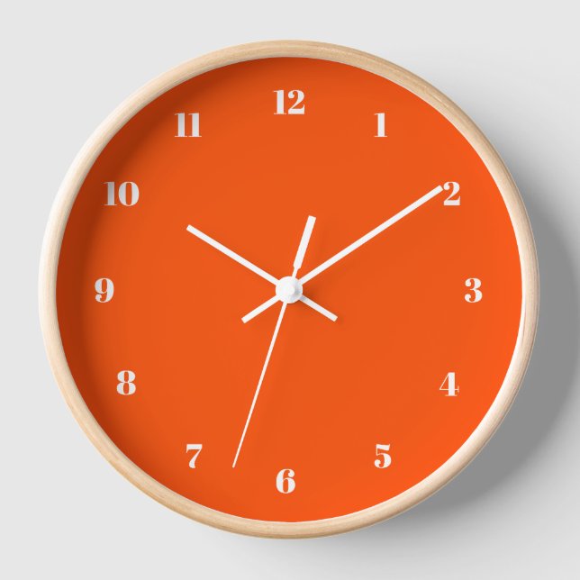 Orange Wall Clock Custom Colours and Numbers Fonts (Front)