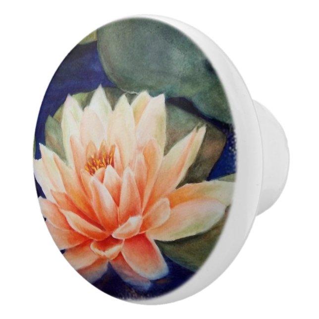 ORANGE WATER LILY CERAMIC KNOB (Right)