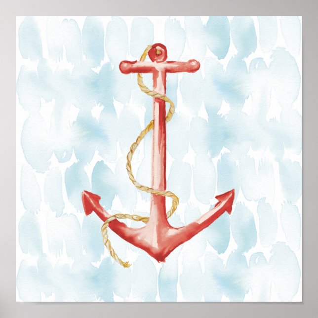 Orange Watercolor Anchor Poster (Front)