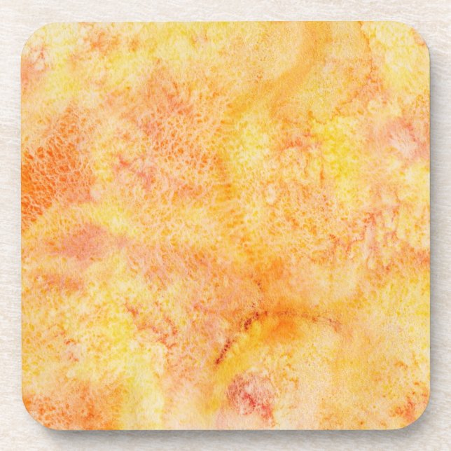 Orange Watercolor Background Coaster (Front)