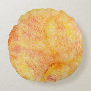 Orange Watercolor Background Round Cushion