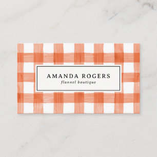 Orange Watercolor Buffalo Plaid Multiple Appointment Card