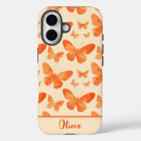 Orange Watercolor Butterflies