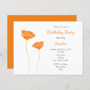 Orange Watercolor California Poppies Invitation