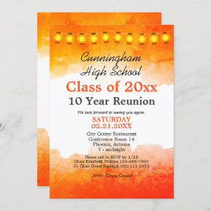 Orange Watercolor Class Reunion Template