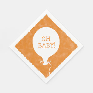Orange Watercolor Custom Text Baby Shower Oh Baby Napkin