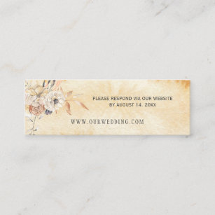 Orange watercolor dahlias wedding website RSVP Mini Business Card