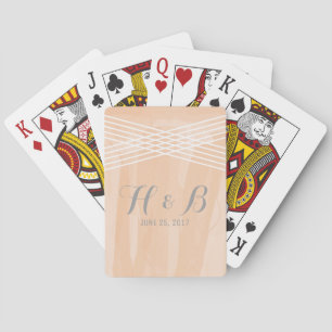 Orange Watercolor Deco Wedding Playing Cards
