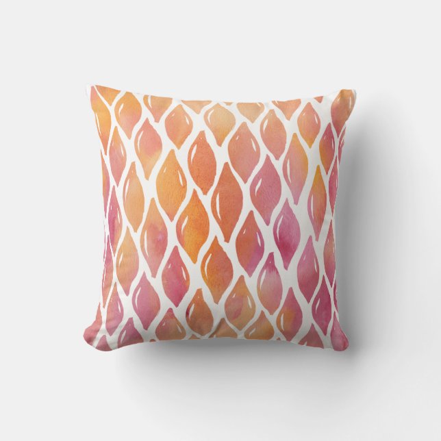 Orange watercolor drops pattern cushion (Front)