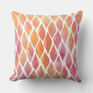 Orange watercolor drops pattern Throw Pillow