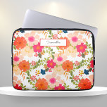 Orange Watercolor Floral Laptop Sleeve<br><div class="desc">Orange floral watercolor laptop sleeve with name. Easy to add your own name from the product page.</div>