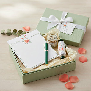 Orange watercolor floral personalised notepad