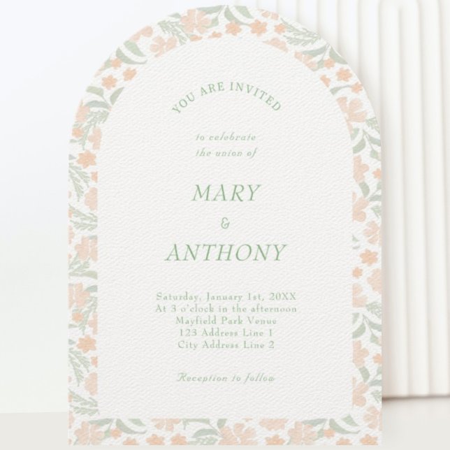 Orange Watercolor Floral Wedding Invitation (Creator Uploaded)