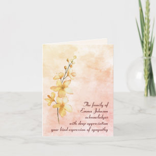 Orange Watercolor Posy Sympathy Thank You Card