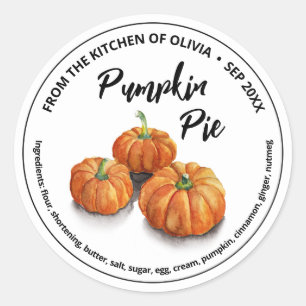 Orange Watercolor Pumpkins for Pumpkin Pie Classic Round Sticker
